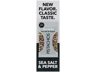 Wonderful Pistachios Sea Salt & Pepper, No Shells, 2.25 oz., 8 Bags/Box (SP0146A25M)