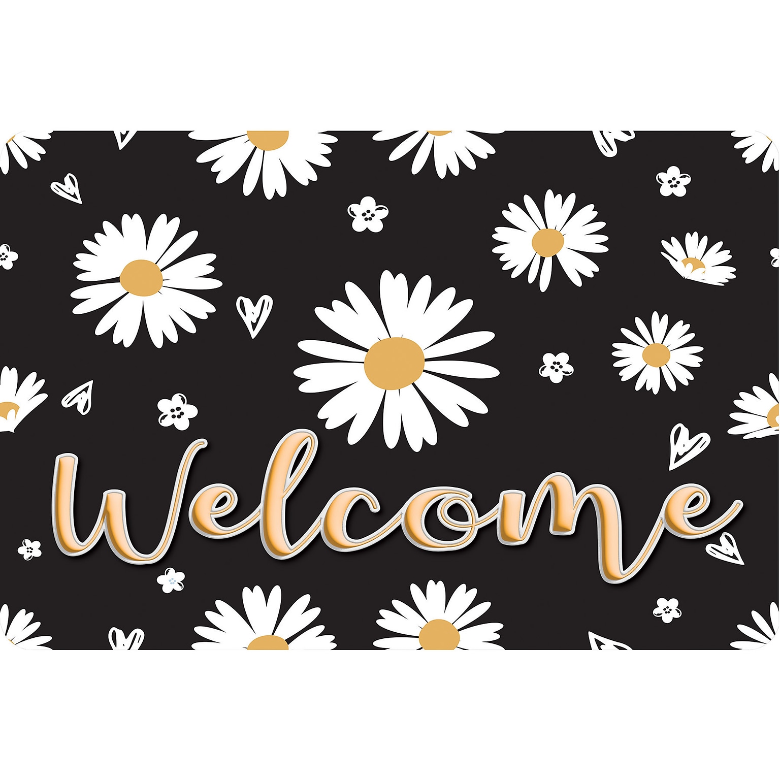 Ashley Productions The Original Fun Mat, Welcome Mat, 15.5 x 23.5, Daisies Welcome (ASH91524)