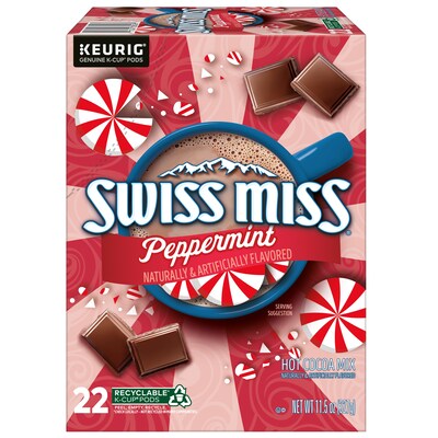 Swiss Miss Chocolate Peppermint Hot Cocoa Mix, Keurig K-Cup Pod, 22/Box (5000355689)