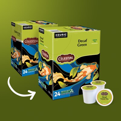Celestial Seasonings Decaf Green Tea, Keurig K-Cup Pod, 24 Pods/Pack, 4 Packs/Carton (14737CT)