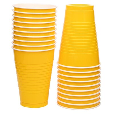 JAM Paper Plastic Party Cups, 12 oz, Yellow, 20/Pack (255523919)