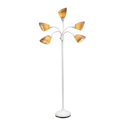 Simple Designs 67 White Metal Medusa Floor Lamp with 5 Adjustable Gray Cone Shades (LF2006-GOW)