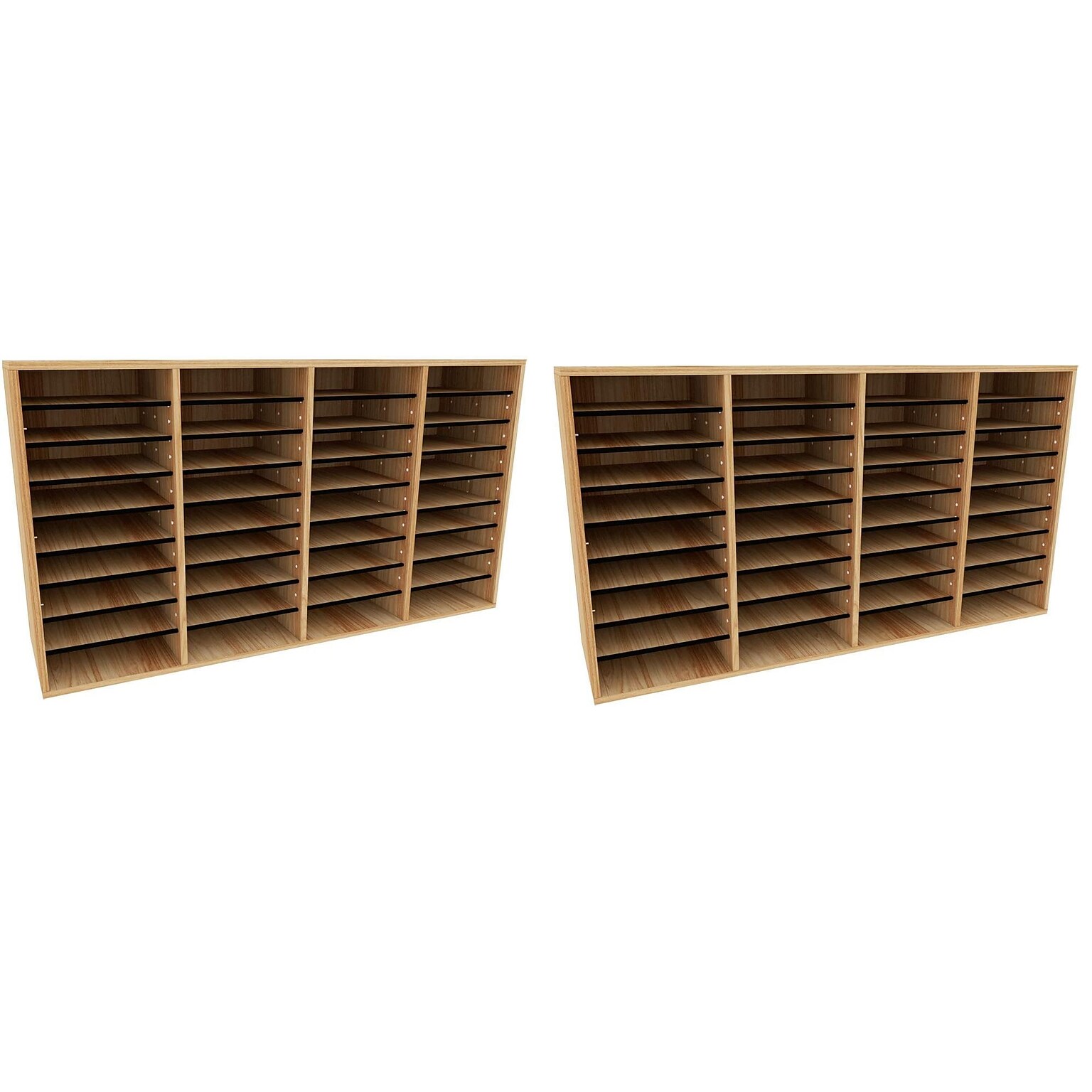 AdirOffice 500 Series 36-Compartment Literature Organizers, 39.3 x 11.8, Medium Oak, 2/Pack (500-36-MEO-2PK)
