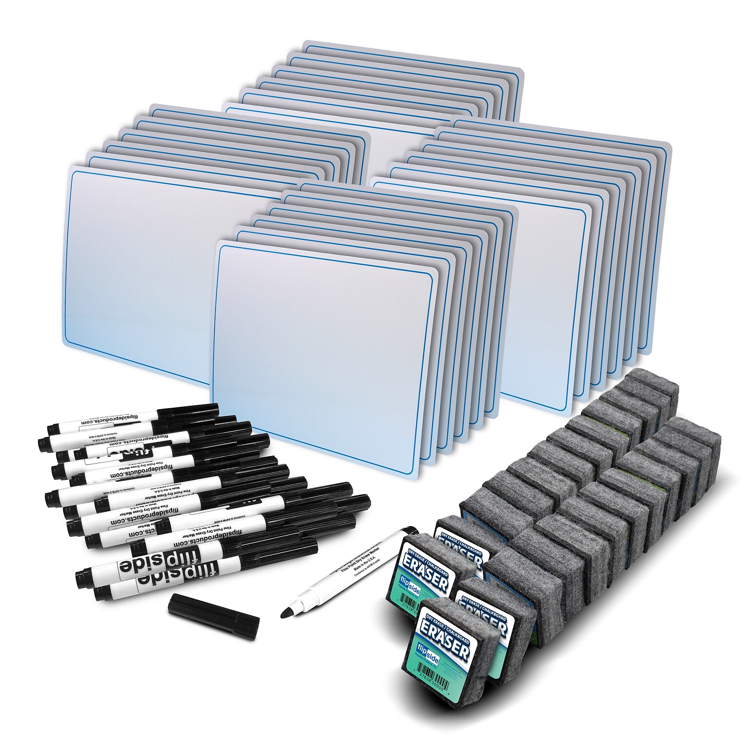 Flipside Class Pack Laminate Mobile Learning Dry-Erase Whiteboard, Plastic Frame, 1, 72/Pack (20659)