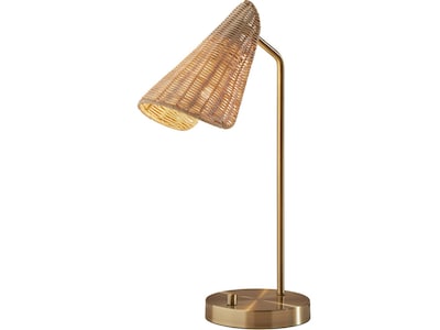 Adesso Cove Incandescent Desk Lamp, 20.25, Natural Rattan/Antique Brass (5112-21)