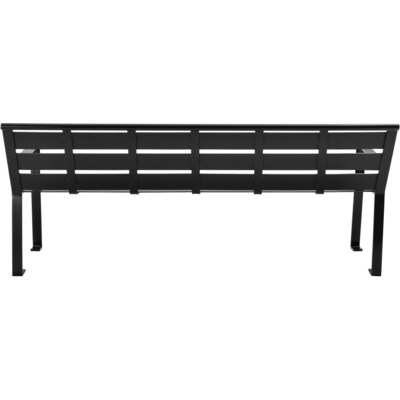 Global Industrial 6' Outdoor Horizontal Steel Slat Park Bench w/ Back, Black (436975BK)
