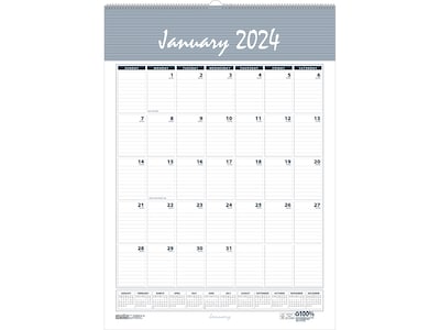 2024 House of Doolittle Bar Harbor 12" x 17" Monthly Wall Calendar, Wedgwood Blue/Gray (332-24)