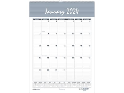 2024 House of Doolittle Bar Harbor 12 x 17 Monthly Wall Calendar, Wedgwood Blue/Gray (332-24) | Quill