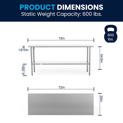 Flash Furniture Prep Table, 72"W x 30"D (NHWT3072)
