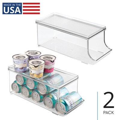 iDESIGN Plastic Soda Can Dispenser with Lid, 5.75 x 5.59x 13.9, Clear, 2/Pack (28321M2)