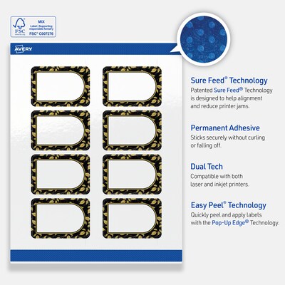 Avery Rectangle Laser/Inkjet Multipurpose Labels, 2" x 3", White, 80/Pack (19479370836)