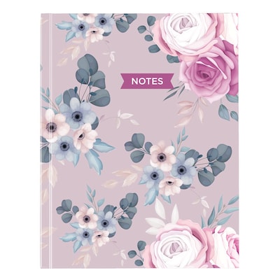 Blueline Fashion Hard Cover Index Notebook, 7.25 x 9.25, College Ruled, 96 Sheets, Lavender Floral