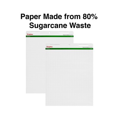Sustainable Earth by Staples® Sugarcane-Based Easel Pads, 1" Squares, 27" x 36", 50 Sheets/Pad, 4/Ct