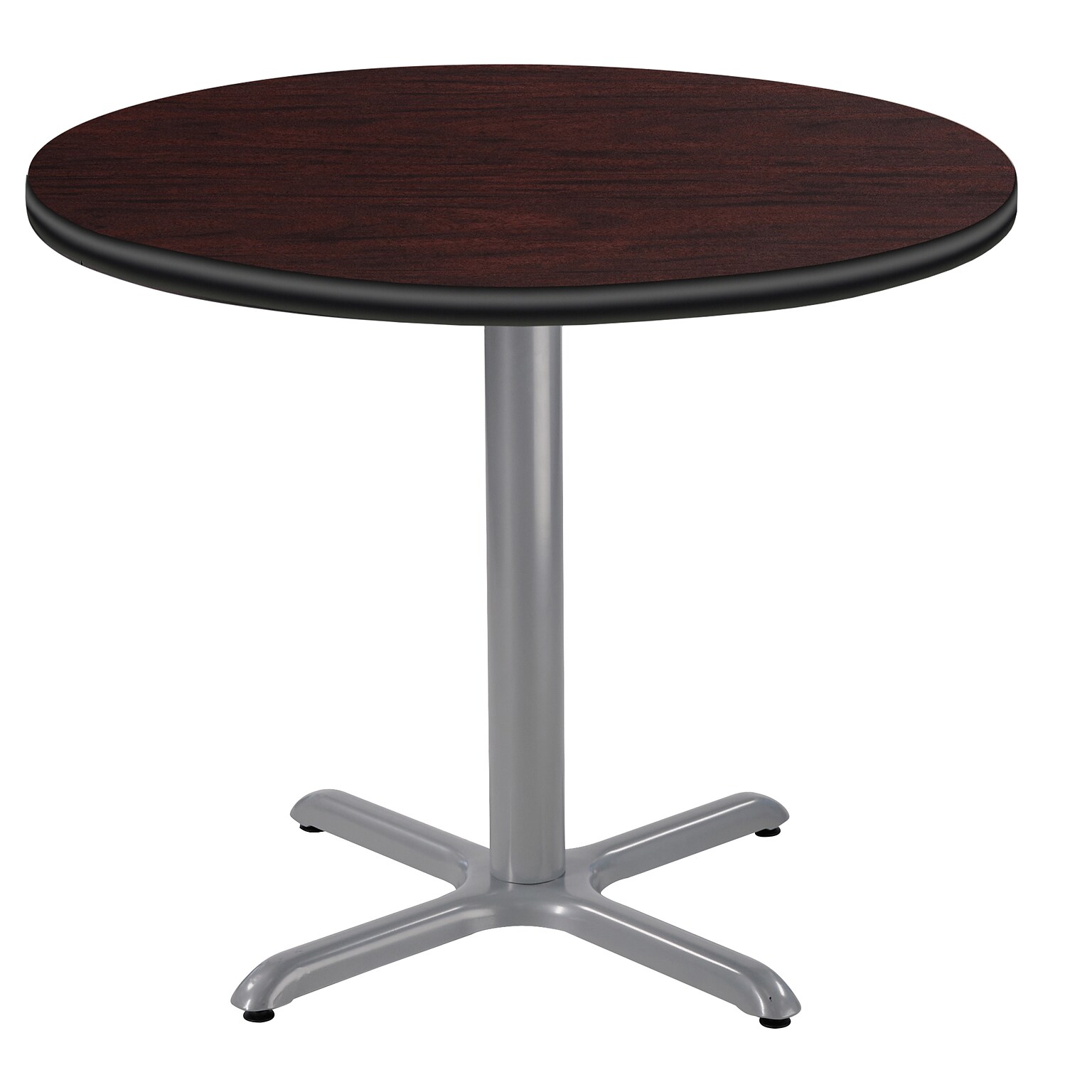 NPS CT Series 36 Round 30 Height Cafe Table, X Base, Grey Frame/Mahogany Top (CTG13636XDPBTMMY)