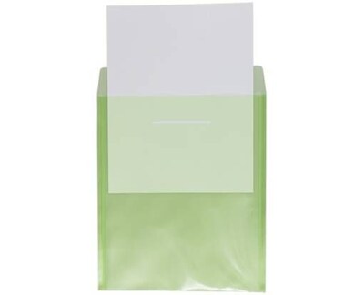 JAM PAPER Plastic Envelopes with Tuck Flap Closure, Letter Open End, 9 7/8 x 11 3/4, Lime Green, 12/Pack (15438965A)
