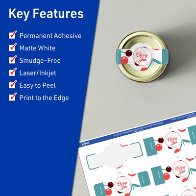 Avery TrueBlock Laser/Inkjet Decorative Edge Multipurpose Labels, 1.5 x 3.5, White, 250/Pack (94122)