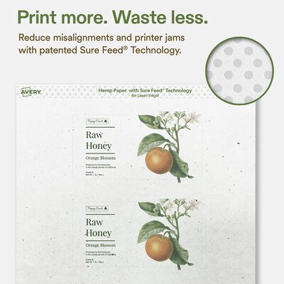 Avery Hemp Rectangle Laser/Inkjet Multipurpose Labels, 2-1/2" x 5", Off-White (120/Box)