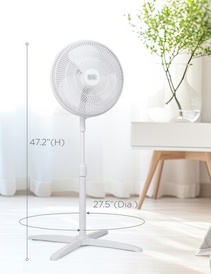 Black & Decker 16" Oscillating Pedestal Fan, 3-Speed, White (BFP16MXW)
