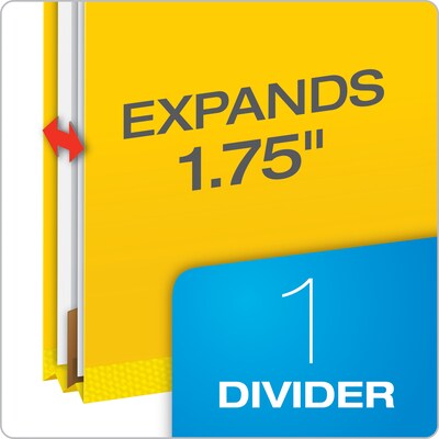 Pendaflex Pressboard Classification Folder, 1-Dividers, 1 3/4 Expansion, Letter Size, Yellow, 10/Box (23734)