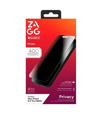 Zagg InvisibleShield Glass Elite Privacy Anti-Glare Filter & Screen Protector for iPhone 16 Pro (200114868)