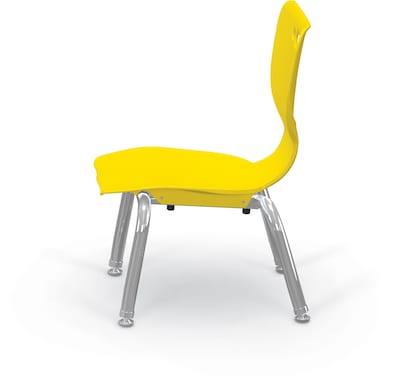 MooreCo 10" Hierarchy Student Chair with 4 Legs, Yellow/Chrome Base (703673561877)