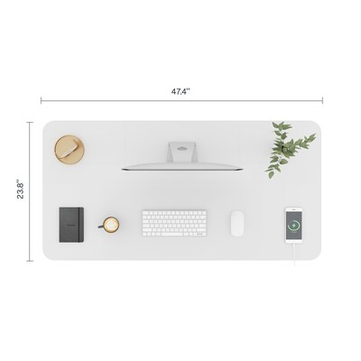 FlexiSpot EG9 48"W Electric Adjustable Glass Top Standing Desk, White (EG9W-E)
