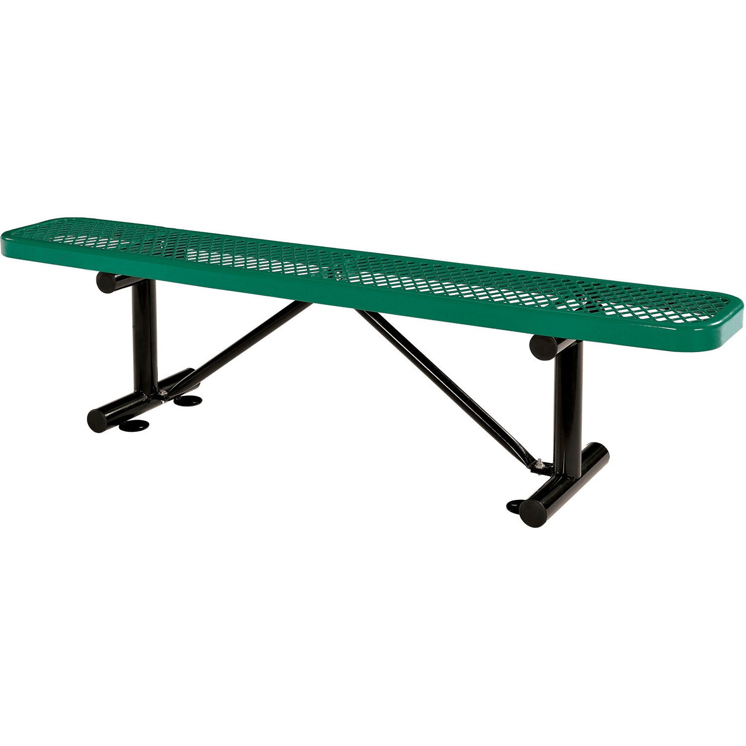 Global Industrial 6 Outdoor Steel Flat Bench, Expanded Metal, Green (277156GN)