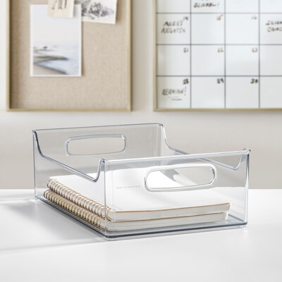 iDESIGN Small Stackable Plastic Storage Bin with Handles, Clear (73330)