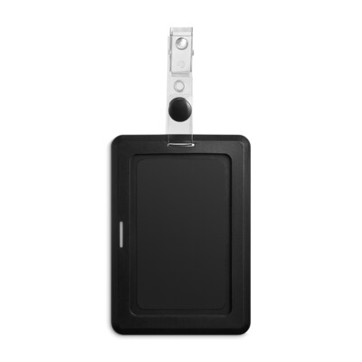 Staples Clip On ID Badge Holder, 4 x 2.87, Rubber, Black (51917)