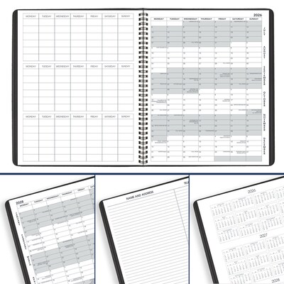 2026-2027 AT-A-GLANCE 9" x 11" Academic Monthly Planner, Faux Leather Cover, Black (70-074-05-27)