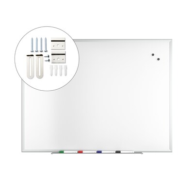 TRU RED™ Magnetic Tempered Glass Dry Erase Board, White, 6' x 4' (TR61197)