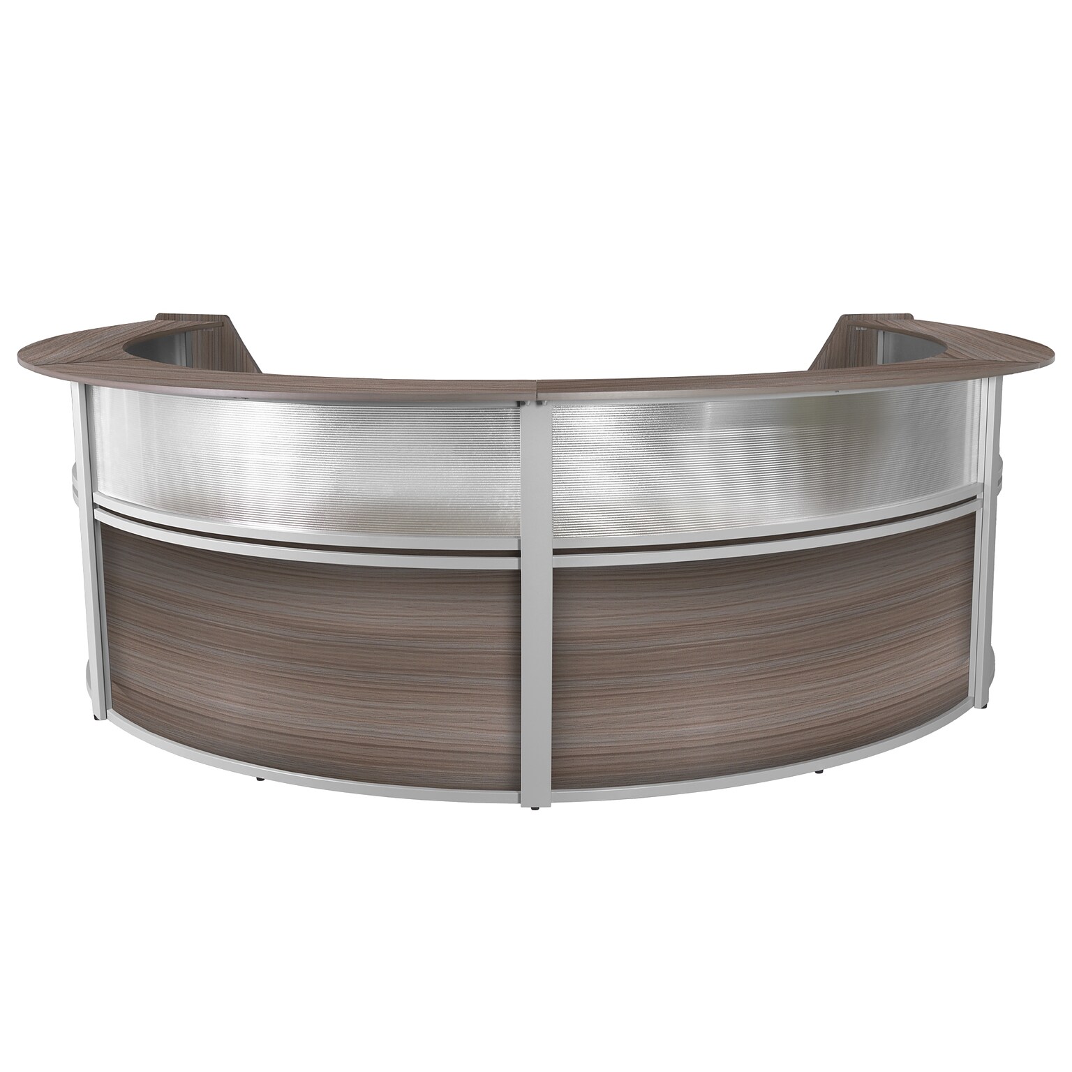 Regency Marque 142W Curved Reception Desk Workstation, Driftwood Gray (77314GY)