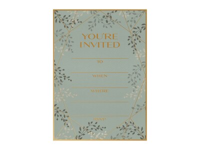 Better Office 5" x 7" Blank Invitations, Sage Green/Metallic Gold, 25/Pack (64631-25PK)