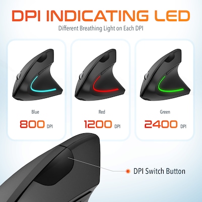 Delton S12 Wireless Vertical Optical 2.4 GHz USB-C Mouse, Black (DMERG12-WR )