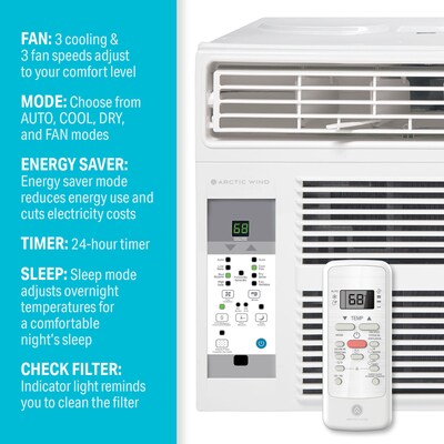 Arctic Wind 115-Volt 8000 BTU Window Air Conditioner with Remote, White (3AW8000A)