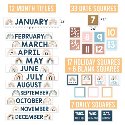 Hadley Designs Boho Circle Time Bulletin Board Calendar for Classroom, 100/Set (HDDX004A2JZ51)