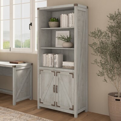 Bush Furniture Knoxville 72H 5-Shelf Bookcase with Doors, Cottage White (CGB132CWH-03)