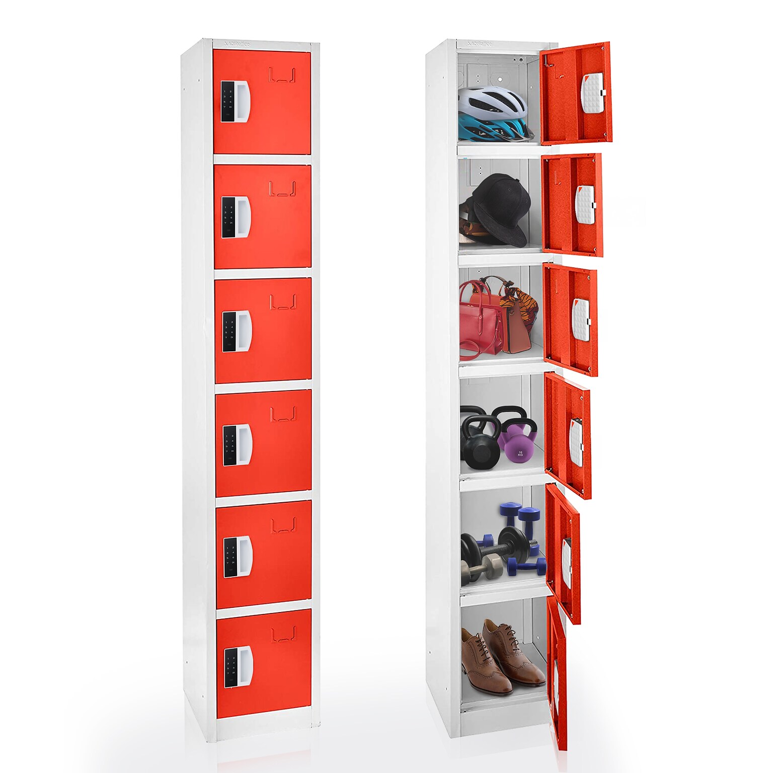 AdirOffice 72H 6-Tier Red Storage Locker (ADI629-206-RED-DL)