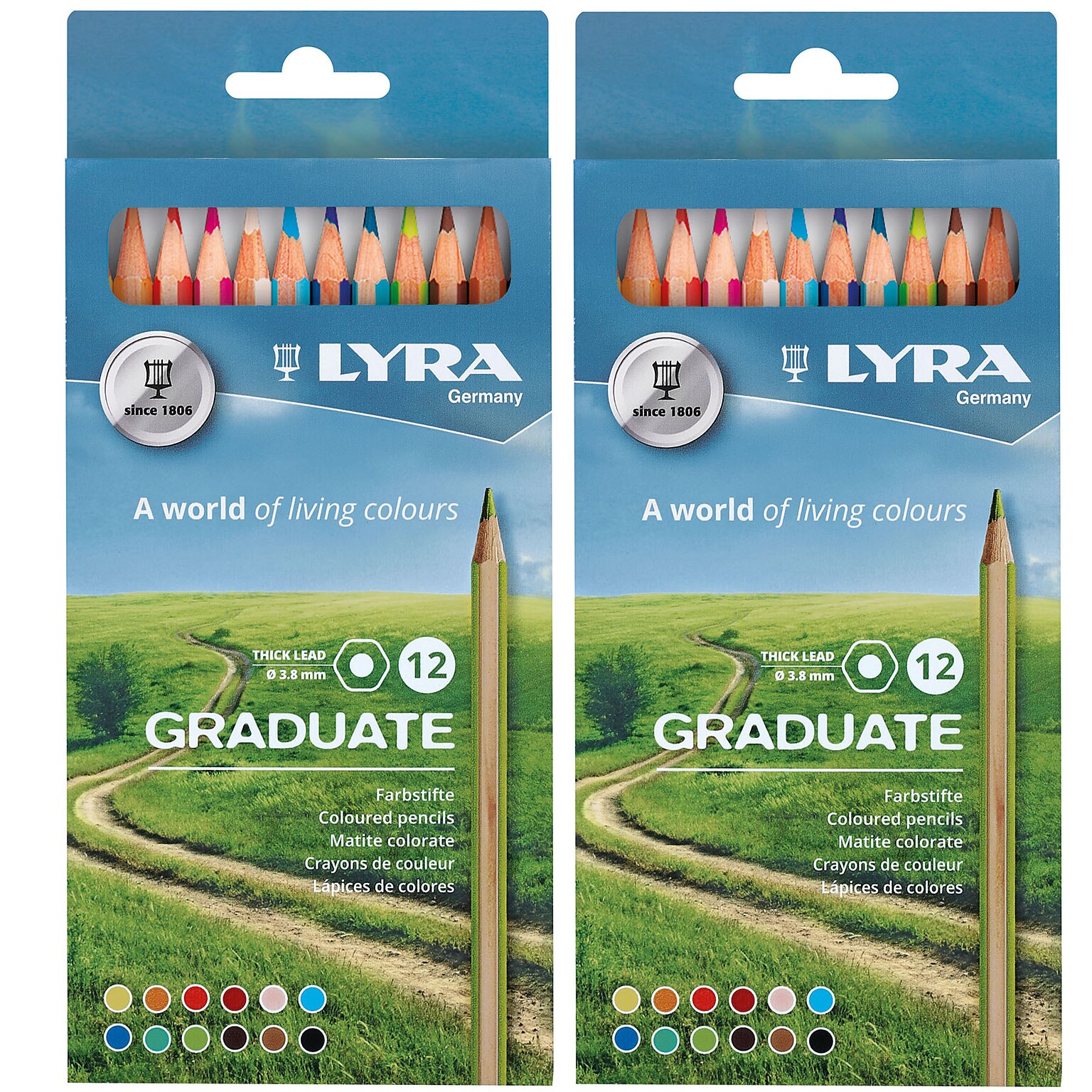 Lyra Graduate Colored Pencil Set, Assorted Colors, 12 Pencils/Set, 2 Sets/Bundle (LYXL2871121-2)