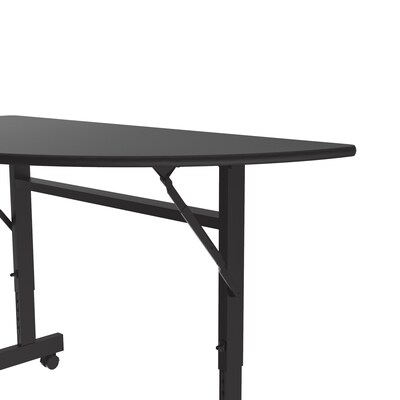 Correll Econoline 48"W x 24"D Adjustable Foldable Training Room Table, Laminate, With Wheels, Black Granite (FTM2448TFHR07)