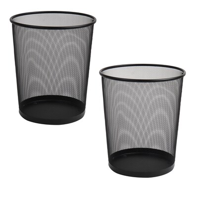 Mind Reader Metal Mesh Trash Can Without Lid, 4.4 Gallon, Black, 2/Pack (2CIRGA-BLK)
