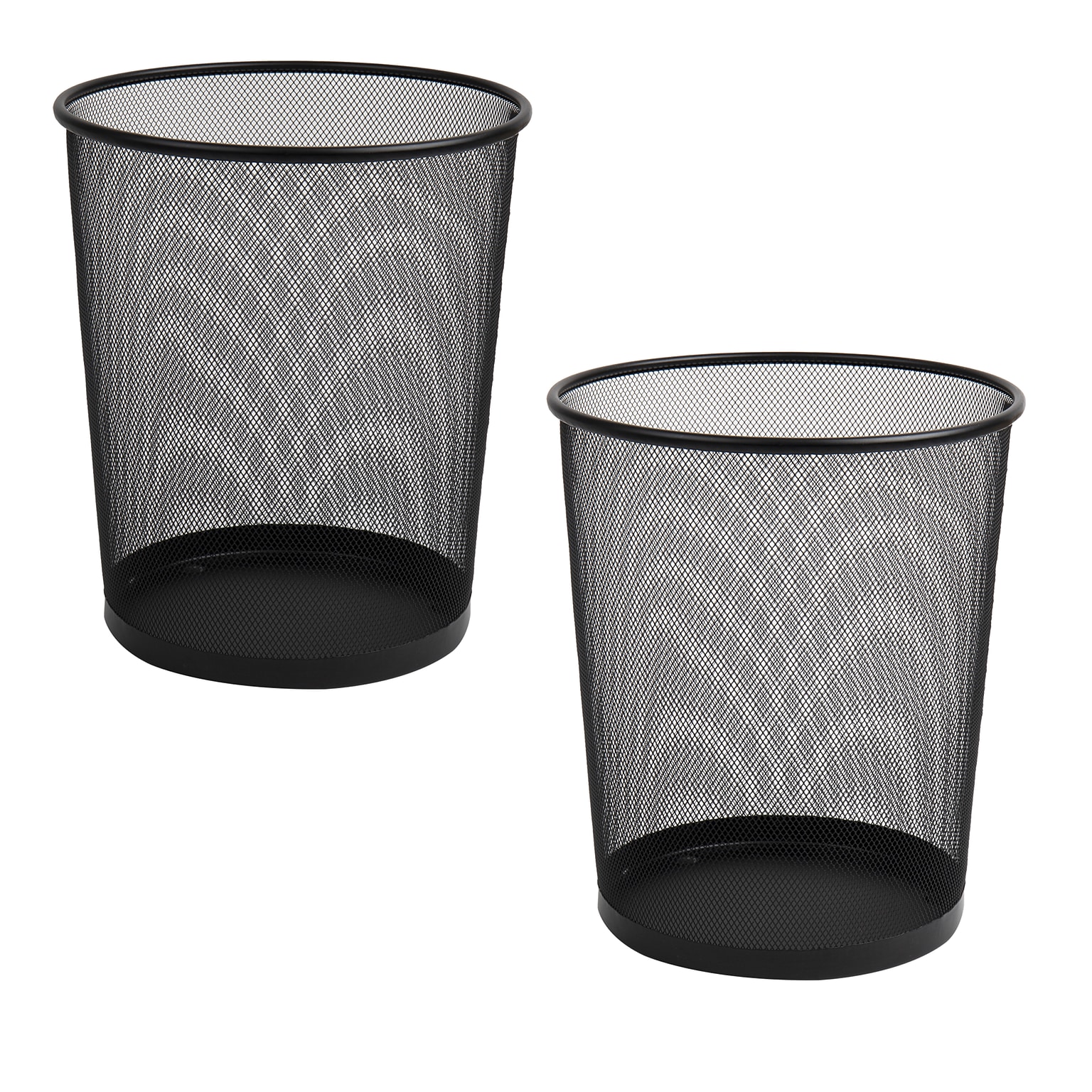 Mind Reader Metal Mesh Trash Can Without Lid, 4.4 Gallon, Black, 2/Pack (2CIRGA-BLK)
