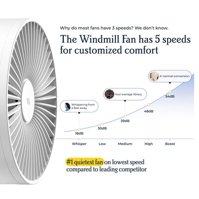 Windmill Oscillating Desk Fan, 5-Speed, Black (FC07W5)