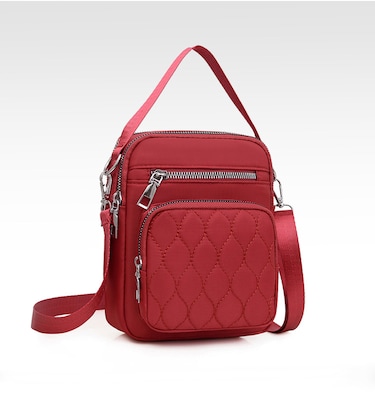 Nicci Polyester Cross-Body Quilted Bag, Red (CBM240510A-RED)