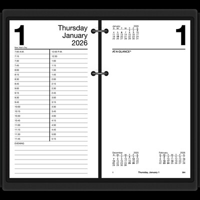 2026 AT-A-GLANCE 8" x 4.5" Daily Calendar Refill Pages, White/Black (E210-50-26)