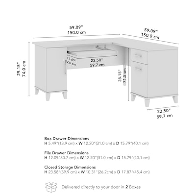 Bush Home Somerset 60" W L Shaped Office Desk with Storage, Maple Cross (WC81430K)