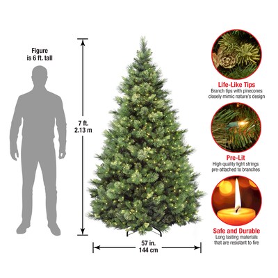 National Tree Company Carolina Pine Artificial Christmas Tree, 7 ft., Clear Lights (CAP3-306-70)