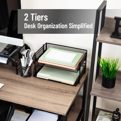 Mind Reader Metal Side Loading Stackable Letter Tray, Letter Size, Black (ESTACK2-BLK)
