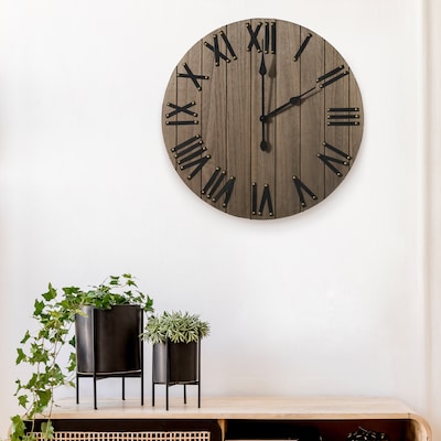 Elegant Designs Handsome 21" Rustic Farmhouse Wood Wall Clock, Restored Wood (HG2004-RWD)