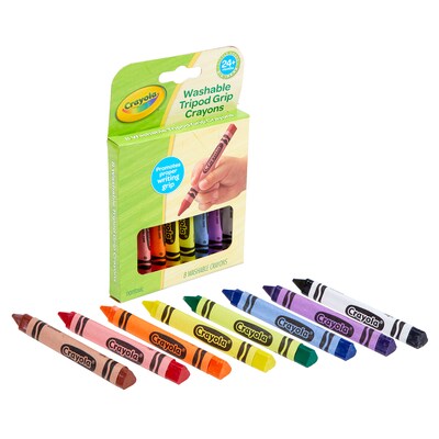 Crayola Washable Tripod Grip Triangular Crayons, Assorted Colors, 8/Pack, 8 Packs/Bundle (BIN811460-